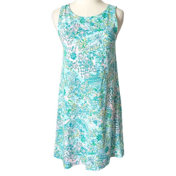 Lilly Pulitzer Kristen Swing Dress in Surf Blue 100% Pima Cotton Size XS - Picture 1 of 6